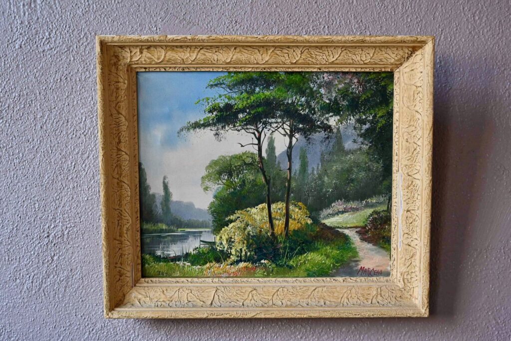 Tableau bohème Marceau, paysage coloré peinture, peinture, peinture 1960, peinture bohème, peinture signée, déco murale années 50, déco murale art déco, déco murale, déco murale rétro, déco murale vintage, déco nature