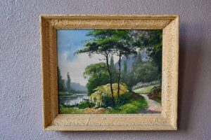 Tableau bohème Marceau, paysage coloré peinture, peinture, peinture 1960, peinture bohème, peinture signée, déco murale années 50, déco murale art déco, déco murale, déco murale rétro, déco murale vintage, déco nature
