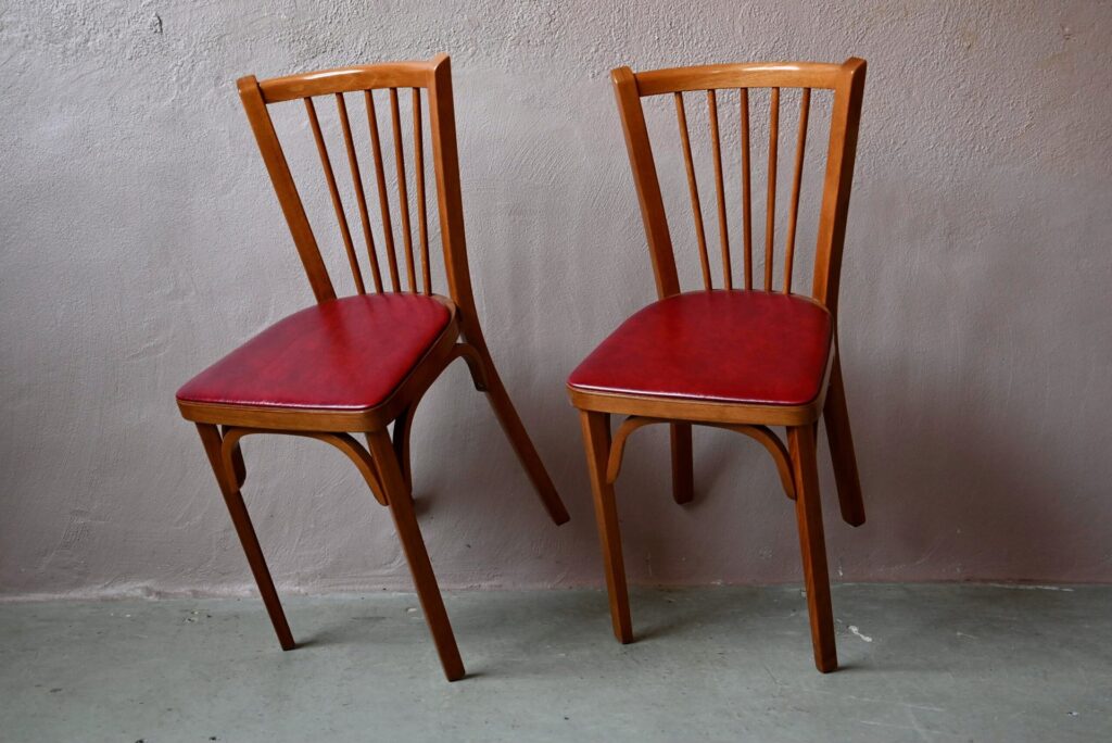 Paire de chaises Baumann miel, paire chaises bistrot, chaises baumann vintage, Lot de chaises Baumann, Paire de chaises baumann, chaises bistrot à barreaux, chaises bistrot années 60, chaises bistrot baumann, chaises bistrot bohème, chaises bistrot traditionnelles