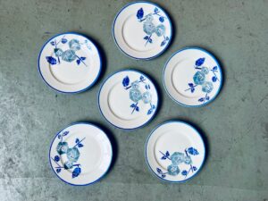 Série de 6 assiettes à dessert Lunéville « Prado », assiettes art déco, assiettes en faïence ancienne, assiettes lunéville, assiette ancienne, assiette en faience, assiettes anciennes, assiette vintage, Assiettes, service vaisselle bohème, vaisselle bohème, vaisselle bohème vintage, vaisselle rétro, vaisselle vintage, keller et guerin lunéville, Lunéville