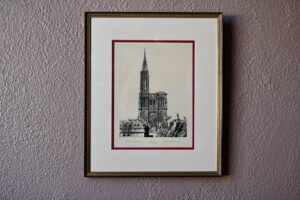 Phototypie Notre-Dame de Strasbourg de Julius Manias, photographie ancienne, photographie vintage, cathédrale de strasbourg, photo noir et blanc, noir et blanc, déco noir et blanc, photographie noir et blanc vintage, grande photo noir et blanc ancienne, photo, photo vintage, tableau photo sépia XXL, déco murale photo, gravure cathédrale, alsace, déco alsace, déco alsace vintage, décoration alsace