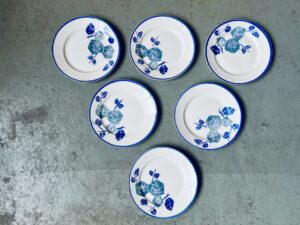 Série de 6 assiettes plates Lunéville « Prado », assiettes art déco, assiettes en faïence ancienne, assiettes lunéville, assiette ancienne, assiette en faience, assiettes anciennes, assiette vintage, Assiettes, service vaisselle bohème, vaisselle bohème, vaisselle bohème vintage, vaisselle rétro, vaisselle vintage, keller et guerin lunéville, Lunéville