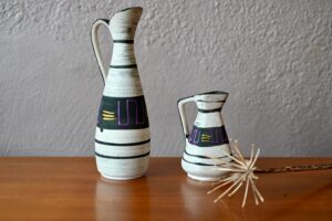 Duo de vases céramique Bay, pichet céramique vintage, pichet en céramique, céramique fat lava, design des années 50, design des années 60, pichet vintage, vase pichet, années 50 design, bay keramik, bay céramique, vase bay keramique, céramique allemande années 60, céramique allemande, déco fat lava, fat lave, Vase fat lava