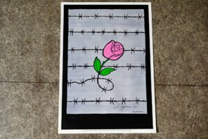 Estampe originale et signée de Tomy Ungerer "Médecin Sans Frontière" 1999, estampe, lithographie signée, lithographie caricature, art français, artiste, estampe jean michel folon, art populaire alsacien, alsace, bohème lithographie, lithographie, lithographie ancienne, lithographie originale