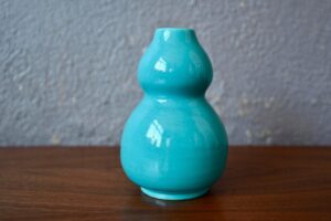 Vase double gourde Art Déco CAB - Années 30, vase céramique, vase en céramique, vase émail, vase bleu turquoise, vase bleu céramique, vase céramique bleu, petit vase, petit vase déco, vase terre vernissée, grand vase bleu, CAB, céramique d'art de bordeaux, déco céramique art déco, céramique art déco, vase coloquinte, grand vase primavera, vase primavera